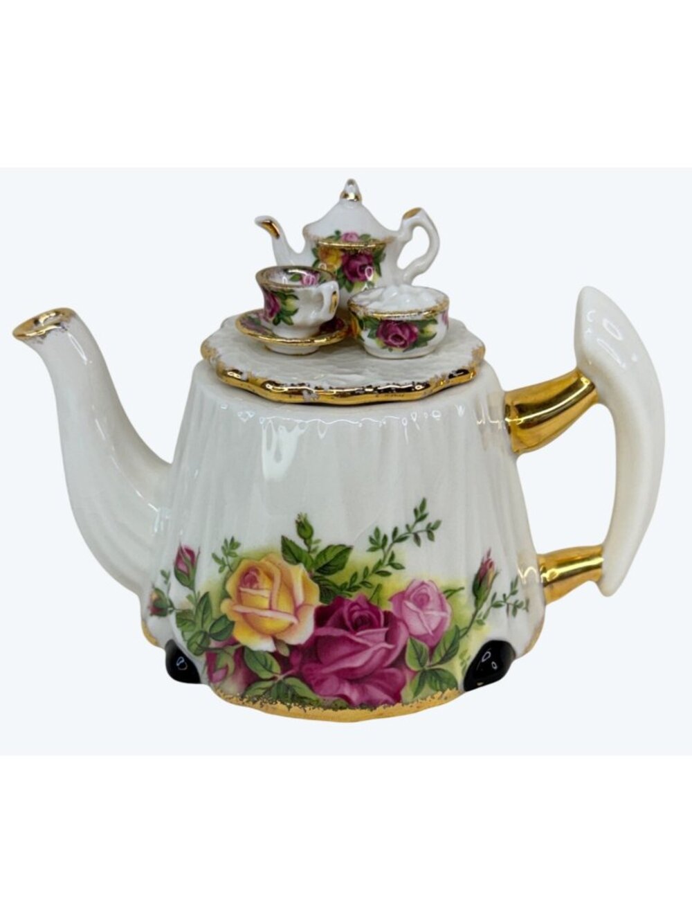Royal Albert Earthenware Old Country Roses Mini Miniature Teapot England